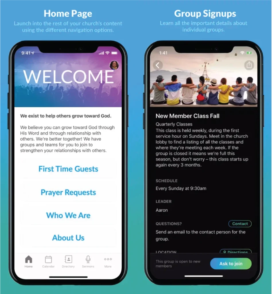 Reclamation Church app mockup